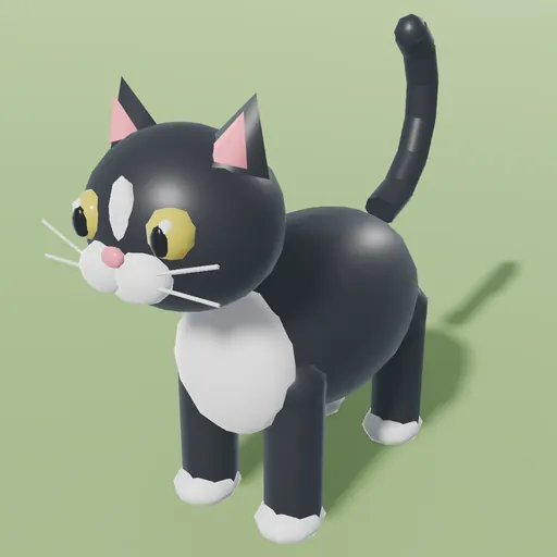 Tuxedo cat, an in-engine studio portrait