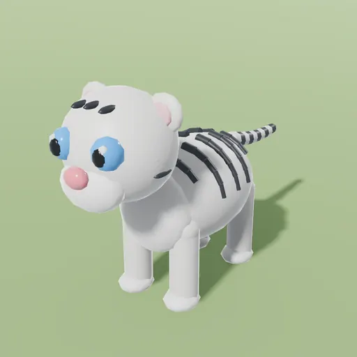 White tiger cub, an in-engine studio portrait